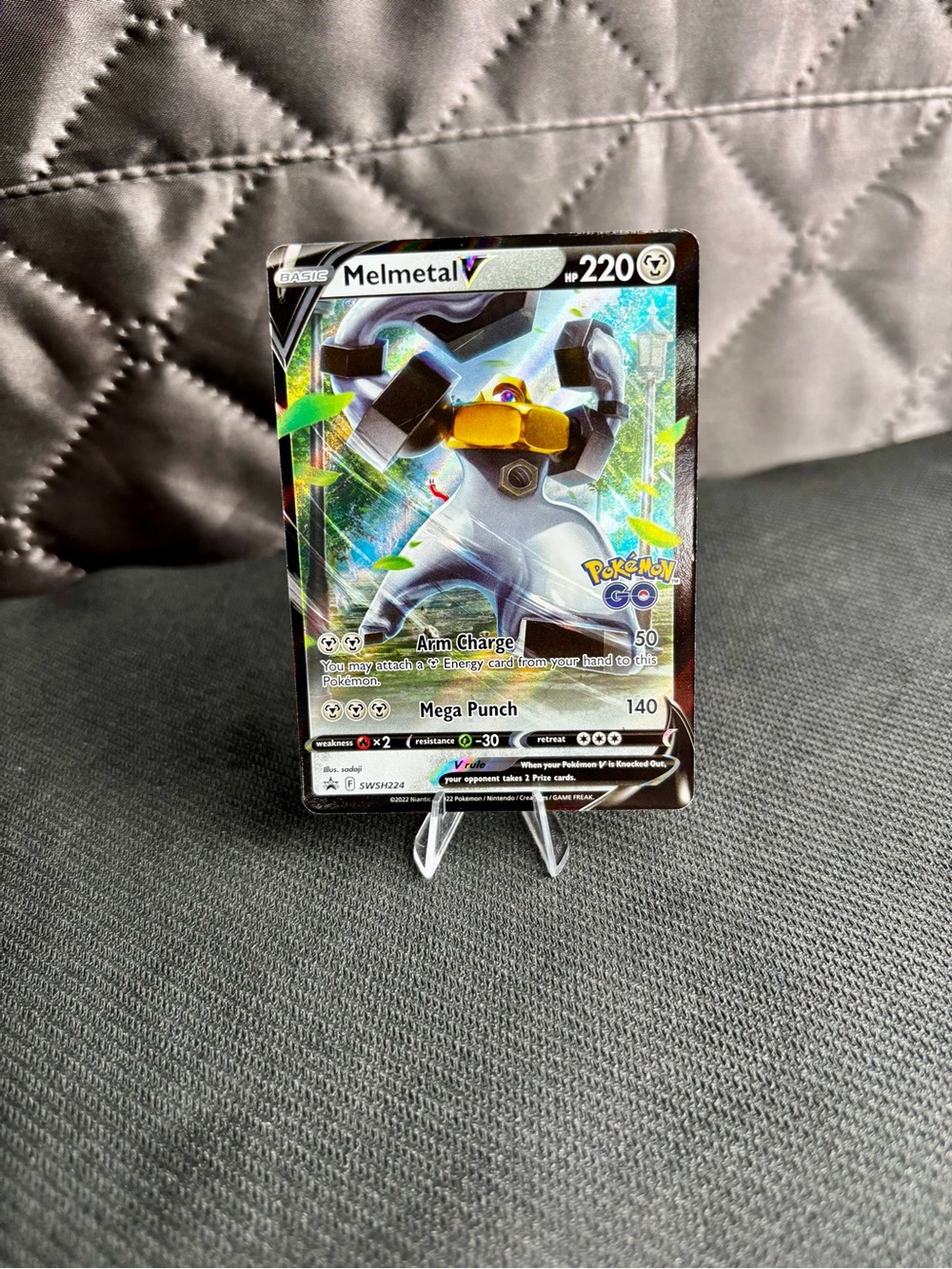 Pokemon Melmetal V Holographic Card - Pokemon GO Stamped - Mint